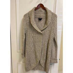 It’s Our Time Oatmeal Tan Cream Cardigan Long Sleeve Sweater Size Large